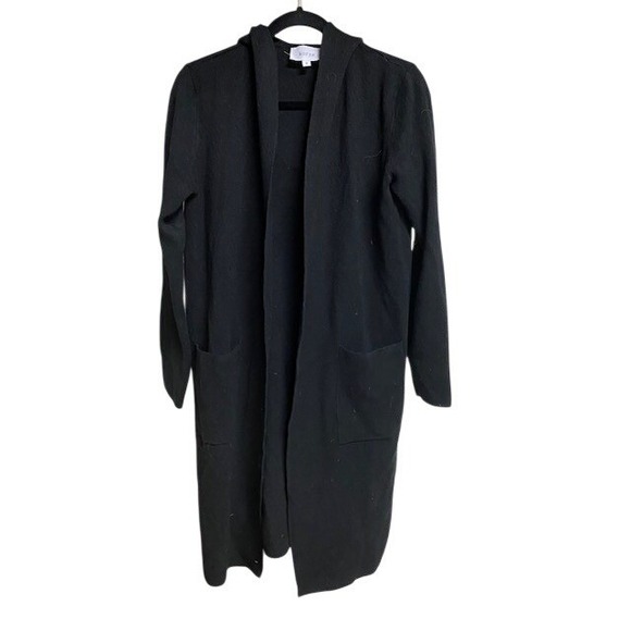 Korye Sweaters - Korye‎ Black Hooded Long Cardigan Sweater Duster Pockets Size S